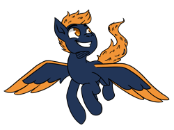 Size: 931x698 | Tagged: safe, artist:hiddenfaithy, imported from derpibooru, oc, oc only, oc:cobalt sky, pegasus, pony, colored, colored wings, colored wingtips, commission, flat colors, flying, old art, simple background, solo, transparent background, wings