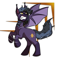 Size: 774x748 | Tagged: safe, artist:hiddenfaithy, imported from derpibooru, oc, oc only, oc:dusk wind, bat pony, angry, hissing, jewelry, necklace, old art, semi-transparent, simple background, solo, spread wings, transparent background, wings