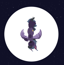 Size: 902x904 | Tagged: safe, artist:hiddenfaithy, imported from derpibooru, oc, oc only, oc:dusk wind, bat pony, pony, falling, lineless, moon, solo, stars, torn wings, wings