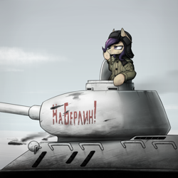 Size: 2000x2000 | Tagged: safe, artist:dipfanken, imported from derpibooru, oc, oc only, pony, clothes, cyrillic, germany, history, russian, solo, soviet union, t-34, t-34-85, tank (vehicle), translated in the comments, uniform, world war ii
