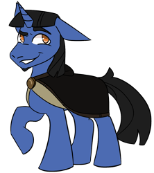 Size: 1049x1180 | Tagged: safe, artist:hiddenfaithy, imported from derpibooru, oc, oc only, oc:azure dawn, pony, unicorn, cloak, clothes, colored, commission, facial hair, flat colors, goatee, simple background, solo, standing, transparent background