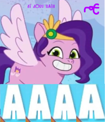 Size: 738x859 | Tagged: safe, editor:horsesplease, imported from derpibooru, pipp petals, pegasus, pony, a, aaaaaaaaaa, bean mouth, caption, cyrillic, expand dong, exploitable meme, g5, history, image macro, insanity, internal screaming, meme, my little pony: a new generation, old church slavonic, old east slavic, pain, russian, solo, suffering, ѧ