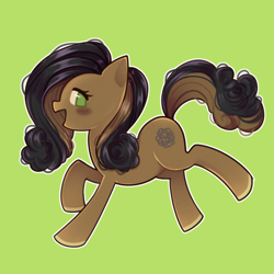 Size: 2500x2500 | Tagged: safe, artist:tiramichi, imported from derpibooru, oc, oc only, oc:dust ball, earth pony, pony, female, green background, hair over one eye, mare, simple background