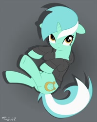 Size: 715x900 | Tagged: dead source, safe, artist:askspotlight, imported from derpibooru, lyra heartstrings, pony, unicorn, fanfic:background pony, 2012, brony history, clothes, dig the swell hoodie, fanfic, fanfic art, fanfic cover, female, hoodie, looking up, mare, nostalgia, signature, underhoof