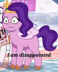 Size: 459x564 | Tagged: safe, edit, edited screencap, imported from derpibooru, screencap, pipp petals, pegasus, pony, spoiler:g5, spoiler:my little pony: tell your tale, spoiler:tyts01e04, angry, cropped, disappointed, female, frown, g5, headband, mare, meme, my little pony: tell your tale, nightmare roommate, offscreen character, pipp petals is not amused, unamused