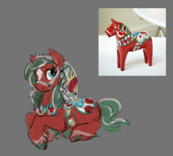 Size: 640x575 | Tagged: safe, artist:purple-blep, imported from derpibooru, dalah pony, dalahäst, drawthread, halter, sketch, solo, swedish, tack