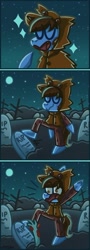 Size: 695x1924 | Tagged: safe, artist:eucaliptpizza, imported from derpibooru, oc, oc only, oc:pegasusgamer, anthro, pegasus, anthro oc, comic, grave, gravestone, moon, night, pegasus oc, scared, sky, solo