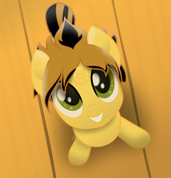 Size: 2559x2657 | Tagged: safe, artist:lincolnbrewsterfan, imported from derpibooru, part of a set, oc, oc:killer epic, alicorn, pony, my little pony: the movie, .svg available, alicorn oc, colored pupils, cute, cute face, cute smile, epibetes, happy, hidden wings, highlights, horn, lincoln brewster, looking at you, looking up, looking up at you, movie accurate, nc-tv signature, nocturnal vision's tabletop ponies, ponified, ponified music artist, shading, signature, smiling, smiling at you, solo, svg, table, tail, two toned mane, two toned tail, vector, wings, wood