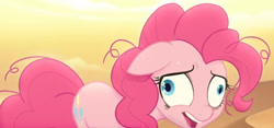 Size: 1059x494 | Tagged: safe, imported from derpibooru, screencap, pinkie pie, earth pony, pony, my little pony: the movie, derp, desert, desert sun madness, female, mare, solo