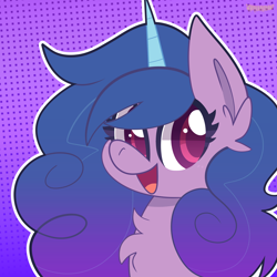 Size: 2000x2000 | Tagged: safe, artist:saveraedae, imported from derpibooru, izzy moonbow, pony, unicorn, bust, colored pupils, female, g5, high res, icon, looking at you, mare, open mouth, open smile, portrait, smiling, smiling at you, solo