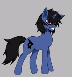 Size: 2807x3000 | Tagged: safe, artist:avalonkiri, artist:sleepymist, imported from derpibooru, oc, oc only, oc:mist avalon, pony, unicorn, ear fluff, emo, full body, gray background, high res, hooves, horn, reference sheet, simple background, skull, solo, tail, unicorn oc