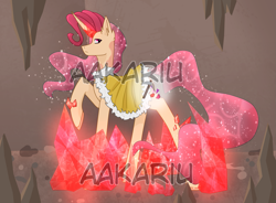 Size: 2039x1500 | Tagged: safe, artist:aakariu, imported from derpibooru, oc, unicorn, adoptable, auction, cave, gem, gemstones