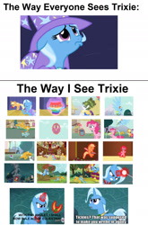 Size: 1280x1942 | Tagged: safe, artist:thegreatguy2000, edit, edited screencap, imported from derpibooru, screencap, applejack, carrot cake, cloud kicker, cup cake, fluttershy, mayor mare, pinkie pie, pumpkin cake, rainbow dash, rarity, snails, snips, spike, trixie, pony, unicorn, boast busters, green isn't your color, magic duel, alicorn amulet, apple, apple in mouth, bondage, chariot, cloak, clothes, colt, crying, feather, female, foal, food, hat, hogtied, jewelry, lip quiver, magic, male, mare, mind control, ocular gushers, rope, statue, telekinesis, text, tickling, tree, trixie's hat, whip, zecora's doorstop