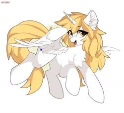 Size: 1024x931 | Tagged: safe, artist:butterbit, imported from derpibooru, oc, oc only, oc:star nai, alicorn, pony, alicorn oc, chest fluff, ear fluff, horn, simple background, solo, white background, wings