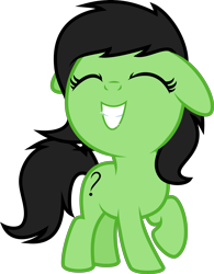 Size: 4000x5140 | Tagged: safe, artist:melisareb, derpibooru exclusive, imported from derpibooru, oc, oc only, oc:filly anon, earth pony, pony, absurd resolution, adoranon, cute, earth pony oc, eyes closed, female, filly, grin, inkscape, ocbetes, raised hoof, shiny teeth, simple background, smiling, solo, transparent background, vector