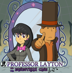 Size: 2431x2448 | Tagged: safe, artist:thebrokencog, imported from derpibooru, octavia melody, human, crossover, hershel layton, humanized, mirror, professor layton