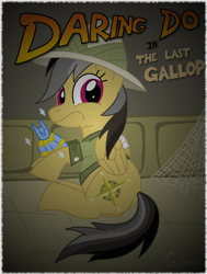 Size: 1920x2540 | Tagged: safe, artist:thebrokencog, imported from derpibooru, daring do, pegasus, pony, female, mare, solo, spider web, statue