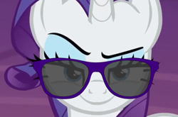 Size: 1000x658 | Tagged: safe, artist:twilyisbestpone, edit, edited screencap, imported from derpibooru, screencap, rarity, pony, unicorn, made in manehattan, season 5, dreamworks face, female, mare, sunglasses