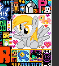 Size: 882x983 | Tagged: safe, imported from derpibooru, derpy hooves, fluttershy, pegasus, pony, :p, april fools, luke triton, pixel art, professor layton, r/place, reddit, solo, tongue out