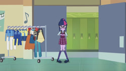 Size: 3410x1920 | Tagged: safe, imported from derpibooru, screencap, sci-twi, twilight sparkle, equestria girls, friendship games, backpack, female, glasses, lockers, magic capture device, solo