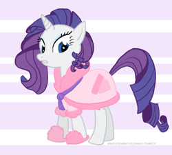 Size: 731x657 | Tagged: safe, artist:rlynn-art, imported from derpibooru, rarity, pony, unicorn, abstract background, clothes, eyelashes, female, mare, robes, slippers, solo