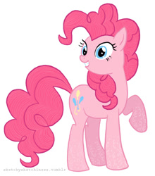 Size: 627x714 | Tagged: safe, artist:rlynn-art, imported from derpibooru, pinkie pie, earth pony, pony, eyelashes, female, grin, mare, simple background, smiling, solo, white background