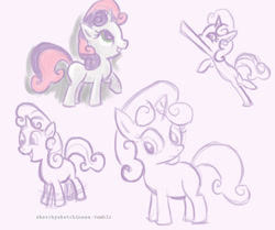 Size: 622x519 | Tagged: safe, artist:rlynn-art, imported from derpibooru, sweetie belle, pony, unicorn, eyelashes, female, filly, foal, mare, pink background, raised hoof, simple background