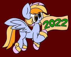 Size: 2542x2024 | Tagged: safe, artist:derpyalex2, imported from derpibooru, oc, pegasus, pony, 2022, banner, flying, happy new year, holiday