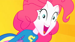 Size: 3410x1920 | Tagged: safe, imported from derpibooru, screencap, pinkie pie, eqg summertime shorts, equestria girls, steps of pep, female, high res, open mouth, open smile, smiling, solo, wondercolts uniform