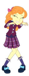 Size: 1308x3443 | Tagged: safe, artist:gmaplay, imported from derpibooru, orange sherbette, equestria girls, clothes, crystal prep academy uniform, eyes closed, female, grin, happy, high res, plaid skirt, pleated skirt, school uniform, simple background, skirt, smiling, solo, transparent background