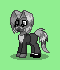 Size: 60x70 | Tagged: safe, artist:dematrix, imported from derpibooru, oc, oc:monochromic old guy, cyborg, earth pony, pony, pony town, clothes, glasses, green background, male, monochrome, pixel art, simple background, solo, stallion