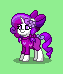 Size: 63x74 | Tagged: safe, artist:dematrix, imported from derpibooru, oc, oc only, oc:mutia syahlani, pony, unicorn, pony town, bow, clothes, cute, female, green background, hair bow, hairpin, horn, mare, ocbetes, pixel art, simple background, smiling, solo, tail, tail bow, unicorn oc