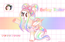 Size: 4300x2800 | Tagged: safe, artist:henori_artist, imported from derpibooru, oc, oc only, pegasus, pony, abstract background, eyelashes, female, hoof polish, mare, multicolored hair, pegasus oc, rainbow hair, raised hoof, solo