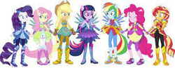 Size: 361x140 | Tagged: safe, artist:amadondawn, imported from derpibooru, applejack, fluttershy, pinkie pie, rainbow dash, rarity, sci-twi, sunset shimmer, twilight sparkle, equestria girls, crystal guardian, humane five, humane seven, humane six, solo