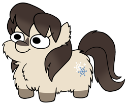 Size: 1150x950 | Tagged: safe, artist:a0iisa, imported from ponybooru, oc, oc only, oc:frosty flakes, pony, blaze (coat marking), brown mane, coat markings, colored, female, flat colors, mare, simple background, snowpony (species), socks (coat marking), solo, squatpony, taiga pony, transparent background