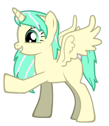 Size: 1325x1532 | Tagged: safe, imported from ponybooru, oc, oc:ivory charm, alicorn, alicorn oc, fanfic art, female, horn, parent:princess celestia, pony maker, smiling, wings