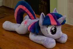Size: 3986x2657 | Tagged: safe, artist:azgchip, imported from derpibooru, twilight sparkle, pony, unicorn, commission, cute, female, irl, lying down, mare, photo, plushie, solo, twiabetes, twilight sparkle plushie, unicorn twilight