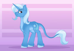 Size: 1280x880 | Tagged: safe, artist:devonella, imported from derpibooru, trixie, classical unicorn, pony, unicorn, cloven hooves, female, leonine tail, mare, smiling, unshorn fetlocks