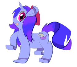 Size: 3030x2628 | Tagged: safe, artist:pikacshu, imported from derpibooru, oc, oc only, oc:qular, pony, unicorn, :p, bow, cartoon physics, cute, female, flattened, hair bow, high res, horn, looking at you, mare, raised hoof, shape change, simple background, smiling, smiling at you, solo, tongue out, transformation, transparent background, unicorn oc