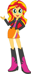 Size: 580x1378 | Tagged: safe, edit, edited screencap, editor:rupahrusyaidi, imported from derpibooru, screencap, sunset shimmer, equestria girls, background removed, boots, clothes, jacket, shirt, shoes, simple background, skirt, solo, transparent background