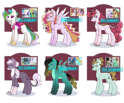 Size: 2650x2200 | Tagged: safe, artist:ririchiyoakva, imported from derpibooru, fleur-de-lis, gabby, lightning dust, mudbriar, prince blueblood, princess cadance, queen chrysalis, zephyr breeze, oc, alicorn, changedling, changeling, crystal pony, kirin, pegasus, pony, alicorn oc, changedling oc, changeling oc, crack ship offspring, crystal pony oc, female, horn, magical gay spawn, magical lesbian spawn, male, mare, offspring, parent:autumn blaze, parent:fleur-de-lis, parent:gabby, parent:lightning dust, parent:mud briar, parent:prince blueblood, parent:princess cadance, parent:princess celestia, parent:queen chrysalis, parent:thorax, parent:zephyr breeze, screencap reference, simple background, stallion, transparent background, wings