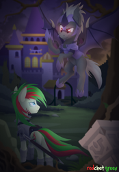 Size: 2920x4200 | Tagged: safe, artist:redchetgreen, imported from derpibooru, oc, bat pony, earth pony, pony