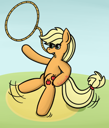 Size: 1280x1493 | Tagged: safe, artist:subleni, imported from derpibooru, applejack, earth pony, lasso, rope, simple background