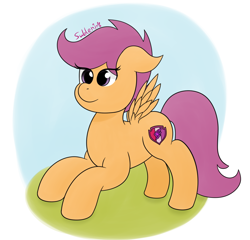 Size: 1280x1227 | Tagged: safe, artist:subleni, imported from derpibooru, scootaloo, female, simple background, solo, white background