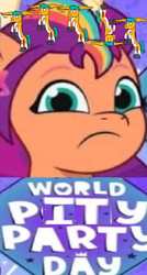 Size: 350x651 | Tagged: safe, edit, edited screencap, editor:horsesplease, imported from derpibooru, screencap, hitch trailblazer, sunny starscout, earth pony, pony, spoiler:g5, spoiler:my little pony: tell your tale, caption, expand dong, exploitable meme, flying, frown, g5, hitchfestation, image macro, insanity, mane stripe sunny, meme, my little pony: tell your tale, pity party, sad, sad hitch, sadness, wing ears, wings