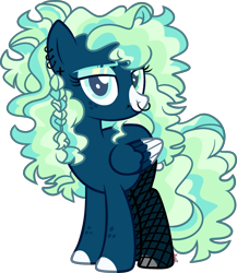 Size: 2711x3130 | Tagged: safe, artist:kurosawakuro, imported from derpibooru, oc, pegasus, pony, female, fishnets, mare, nose piercing, offspring, parent:sky stinger, parent:vapor trail, parents:vaporsky, piercing, simple background, solo, transparent background