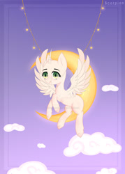 Size: 1280x1792 | Tagged: safe, artist:sscorpionsss, imported from derpibooru, oc, oc only, alicorn, pony, alicorn oc, bald, base, base used, cloud, crescent moon, flying, horn, moon, outdoors, solo, wings