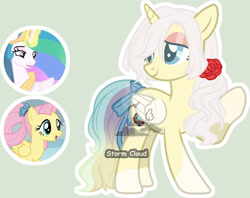 Size: 1024x812 | Tagged: safe, artist:stormcloud-yt, imported from derpibooru, fluttershy, princess celestia, oc, alicorn, pegasus, pony, alicorn oc, base used, eyeshadow, female, horn, magical lesbian spawn, makeup, mare, offspring, parent:fluttershy, parent:princess celestia, parents:flutterlestia, screencap reference, simple background, smiling, solo, wings