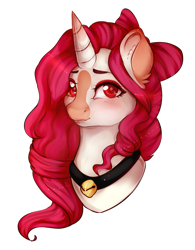 Size: 1045x1339 | Tagged: safe, artist:highrolleryt, imported from derpibooru, oc, oc only, pony, unicorn, bust, collar, horn, simple background, solo, transparent background, unicorn oc