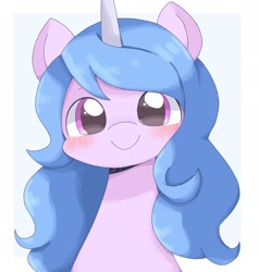 Size: 1938x2040 | Tagged: safe, artist:ginmaruxx, imported from derpibooru, izzy moonbow, pony, unicorn, blushing, bust, cute, female, g5, horn, izzybetes, looking at you, mare, portrait, smiling, smiling at you, solo